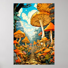 Kreativ Abstrakt Mushroom Forest Illustration Poster