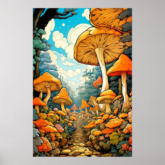Kreativ Abstrakt Mushroom Forest Illustration Poster (Framsidan)