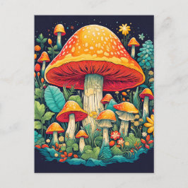 Kreativ Abstrakt Mushroom Forest Illustration Vykort