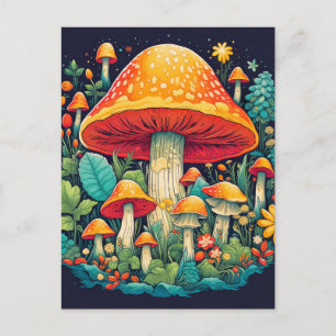 Kreativ Abstrakt Svamp Skogs Illustration Vykort