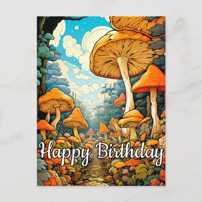 Kreativ Abstrakt Svamp Skogsillustration Vykort (Framsida)