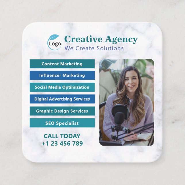Kreativ Agency Digital Marknadsföring Affärskort Fyrkantigt Visitkort (Framsida)