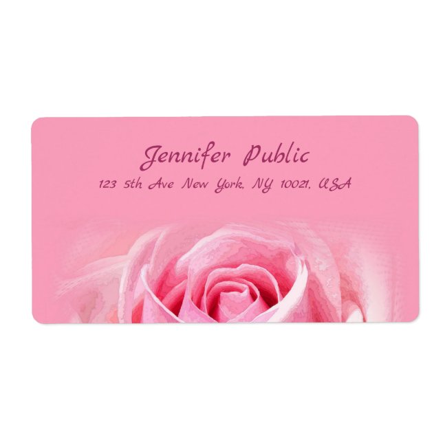 Kreativ akvarell rosa ros blomsterfrakt fraktsedel (Framsidan)