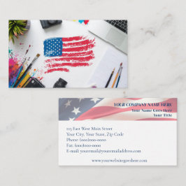 Kreativ American Flagga Art Design Visitkort