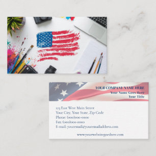 Kreativ American Flagga Art Design Visitkort