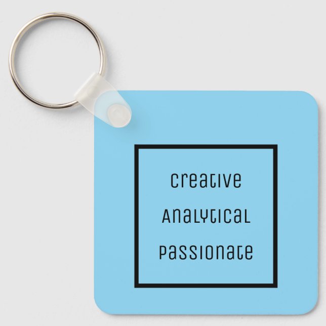 Kreativ, analytisk, passionerad akryl-nyckelkedja nyckelring (Framsida)