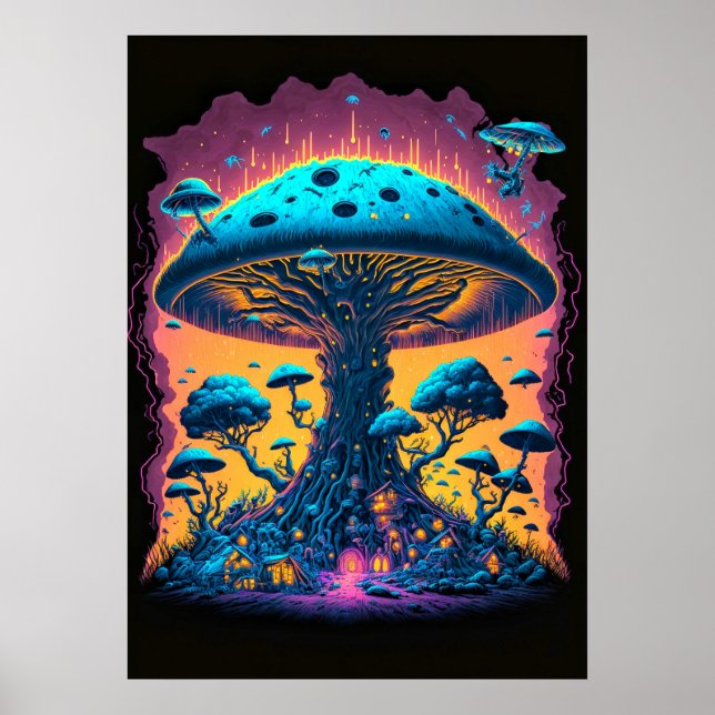 Kreativ Andra världsledande Psychedelic Mushroom A Poster (Framsidan)