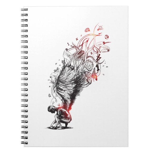 Kreativ ängel med lång vingar, hand plockade sketc anteckningsbok (Framsidan)