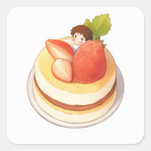 Kreativ Anime Sticker Fyrkantigt Klistermärke