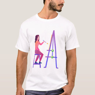 Kreativ Artist at at Work - Woman Painting på Canv T Shirt