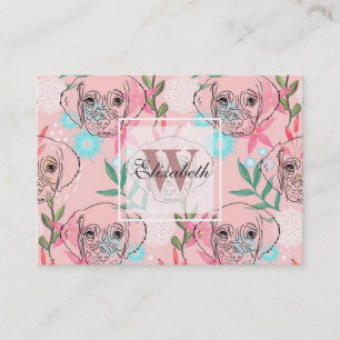 Kreativ av Rosa av Hund och blommor från kvalster Visitkort