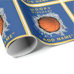 Kreativ Basketball Birthday Gift Presentpapper<br><div class="desc">Den unika blåa och guld-basketbollens temafödelsedagskalender och roliga linje för din favoritspelare,  tränare eller sportfantast. Om du vill anpassa redigerar du texten för att lägga till namn.</div>