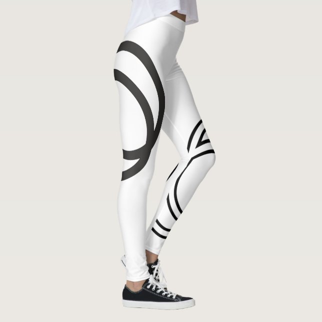 Kreativ Black Monochrome-skärande cirklar Leggings (Höger)