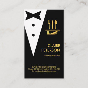 Kreativ Black Tuxedo Guld Butler Boutonniere Visitkort