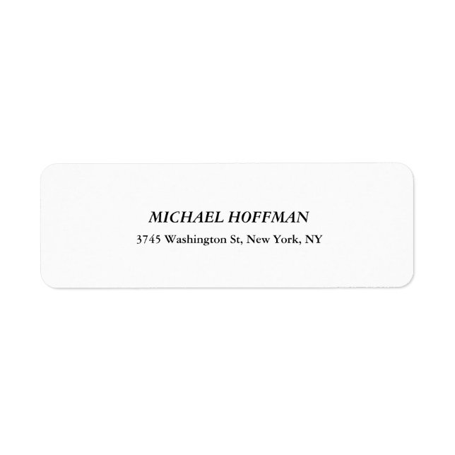 Kreativ Black & White Classic Italic Cute Returadress Etikett (Framsidan)