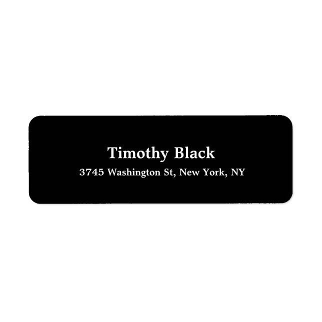 Kreativ Black White Elegant Plain Modern Stil Returadress Etikett (Framsidan)