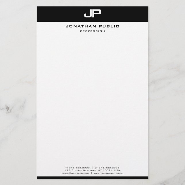 Kreativ Black White-mall Modern Minimalist Brevpapper (Framsida)