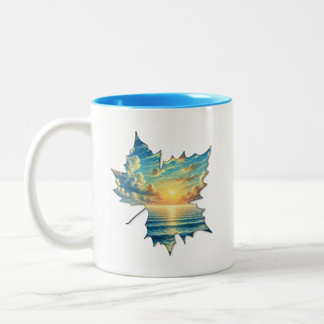 Kreativ bladmugg för kaffe eller te Två-Tonad mugg (Vänster)