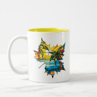 Kreativ bladmugg för kaffe eller te Två-Tonad mugg