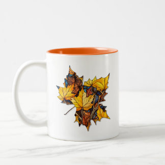 Kreativ bladmugg för kaffe eller te Två-Tonad mugg