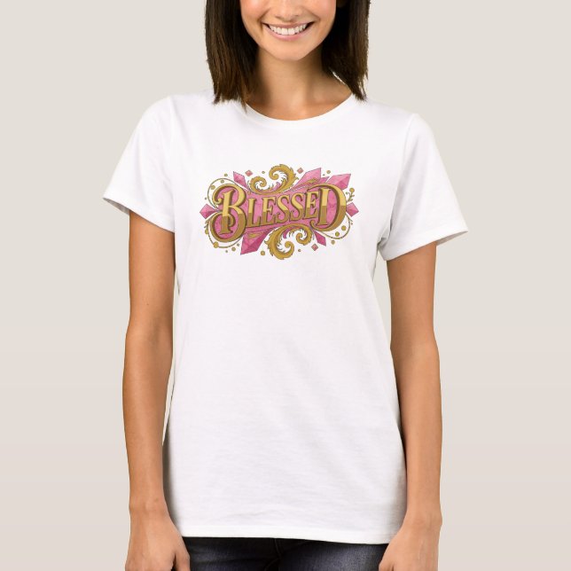 Kreativ BLESSAD 2D slitstark konst T Shirt (Framsida)