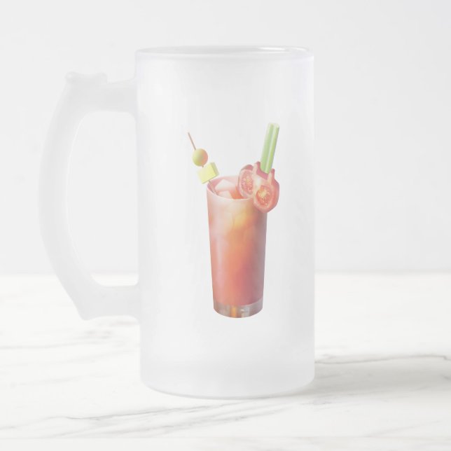 Kreativ Bloody Mary Cocktail Frostat Ölglas (Vänster)