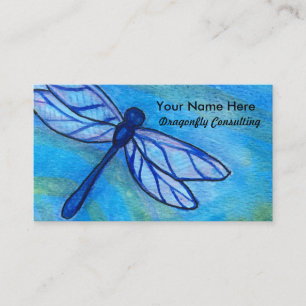Kreativ Blue Dragonfly, vattenfärg Visitkort