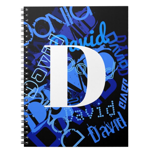 Kreativ Blue Monogram Anteckningsbok (Framsidan)