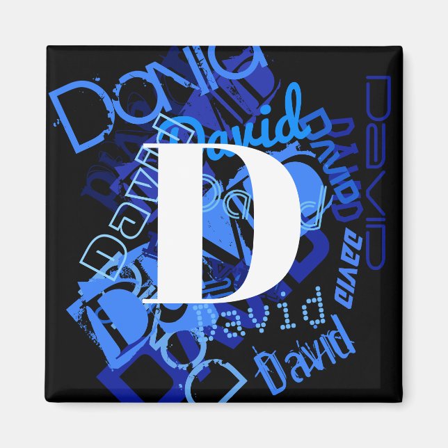 Kreativ Blue Monogram Magnet (Framsidan)