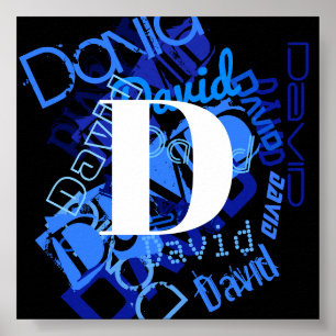 Kreativ Blue Monogram Poster