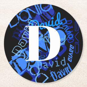 Kreativ Blue Monogram Underlägg Papper Rund