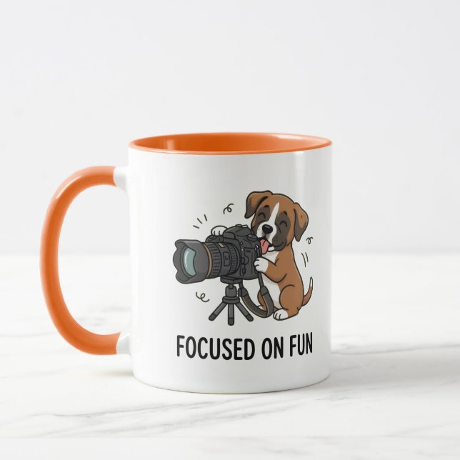 Kreativ Boxer Valpkamera Orange Kaffe Te Tid Mugg (Vänster)