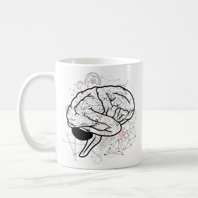 Kreativ Brain Artwork with Science Themme Kaffemugg (Vänster)