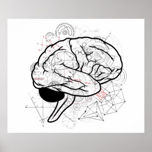 Kreativ Brain Artwork with Science Themme Poster