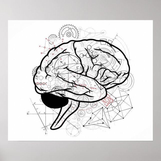 Kreativ Brain Artwork with Science Themme Poster (Framsidan)