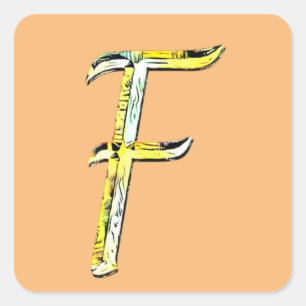 Kreativ Brev F Initial Monogram Fyrkantigt Klistermärke