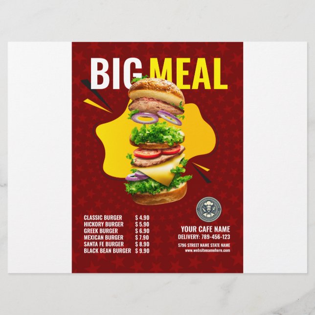 Kreativ Burger Menu Visning Flyer (Baksidan)