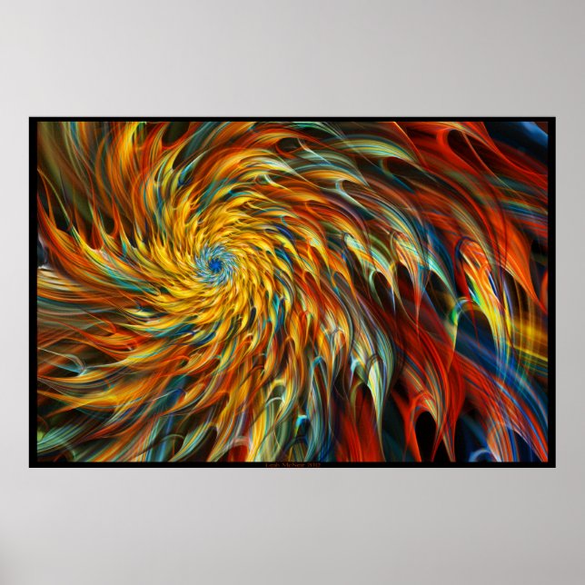 "Kreativ Burst" - Abstrakt Geometric Fractal Art Poster (Framsidan)