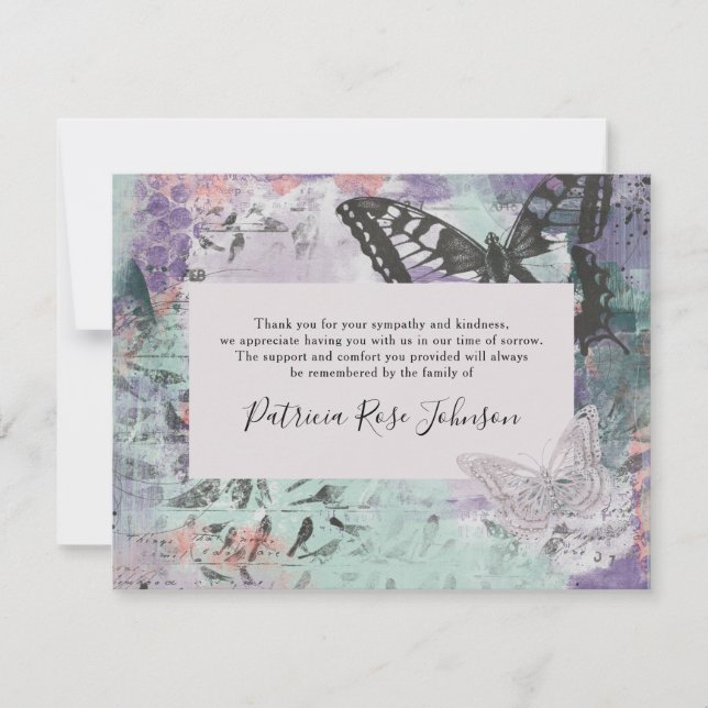 Kreativ Butterfly Funeral Memorial Tack (Framsida)