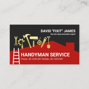 Kreativ Byggnad Rooftop Guld Handyman Verktyg Visitkort