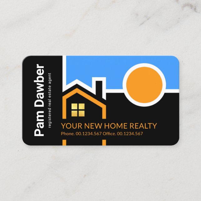 Kreativ Byggnad Rooftop Sol Gräns Visitkort (Framsida)