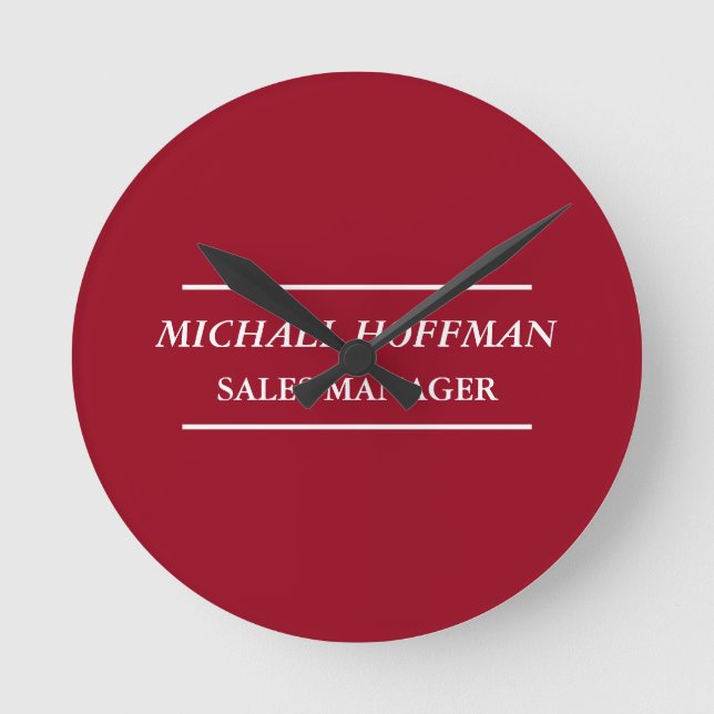 Kreativ Carmine Red Minimalist Classic Italic Rund Klocka (Framsida)