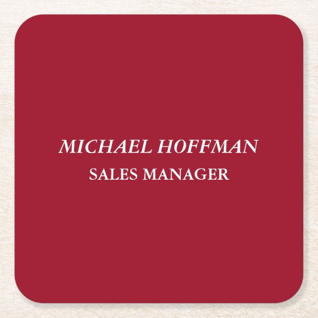 Kreativ Carmine Red Minimalist Classic Italic Underlägg Papper Kvadrat (Framsidan)