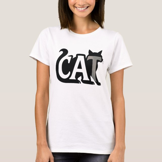 Kreativ CAT Typography Silhouette T-Shirt (Framsida)