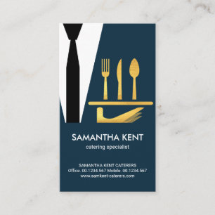 Kreativ Caterer Tuxedo Serving Guld Cutlery Visitkort