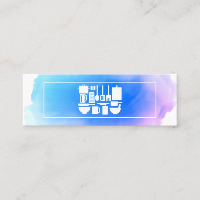 Kreativ Chef | Köksutrustning Vattenfärg Mini Visitkort (Framsida)