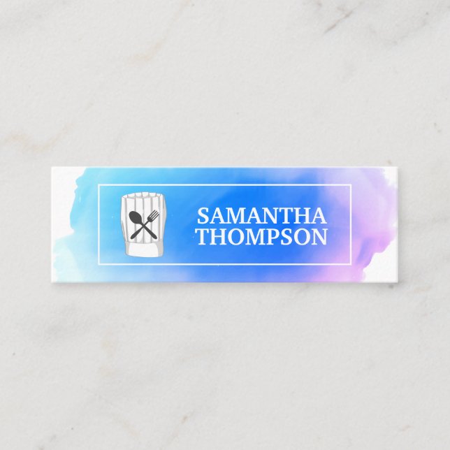 Kreativ Chef | Matlagningsverktyg Vattenfärg Mini Visitkort (Framsida)