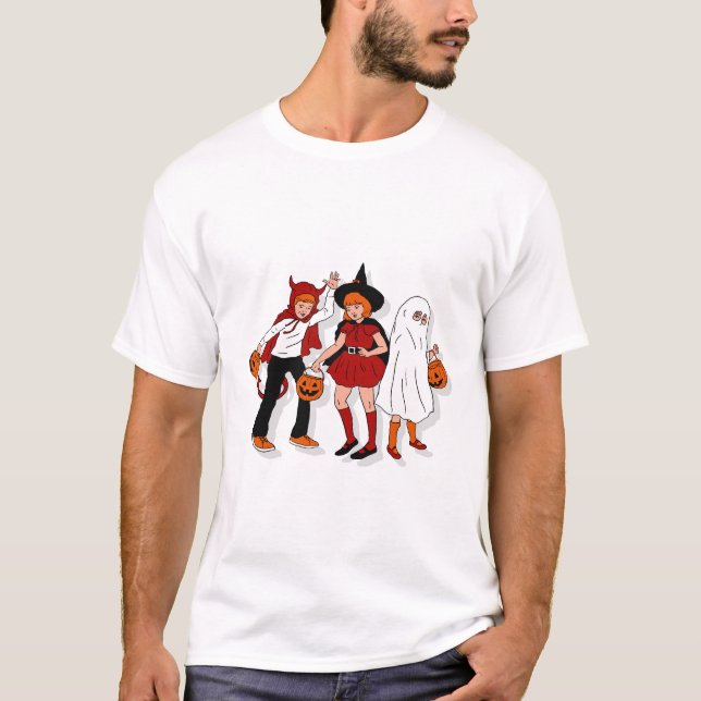 Kreativ Child Porträtt Halloween T-Shirt (Framsida)