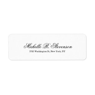 Kreativ Classic Script Plain Black White Returadress Etikett