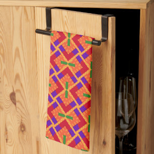 Kreativ Colorful Kente Mönster Kitchen Towel Kökshandduk